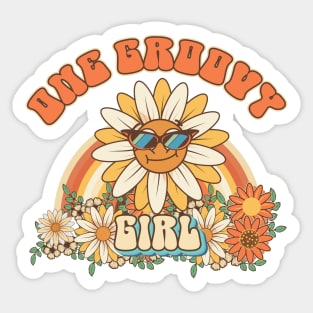 One groovy girl Retro gift for girls  Vintage floral pattern Sticker